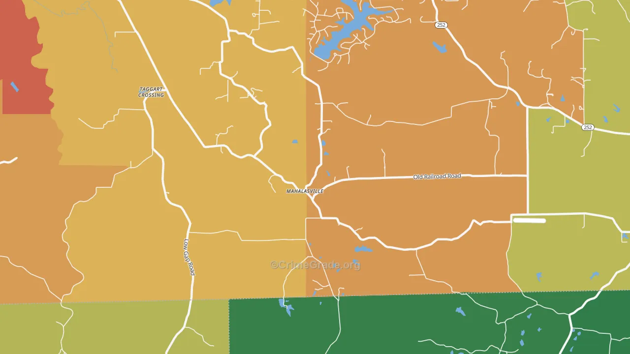 Mahalasville, IN Map of Theft Rates