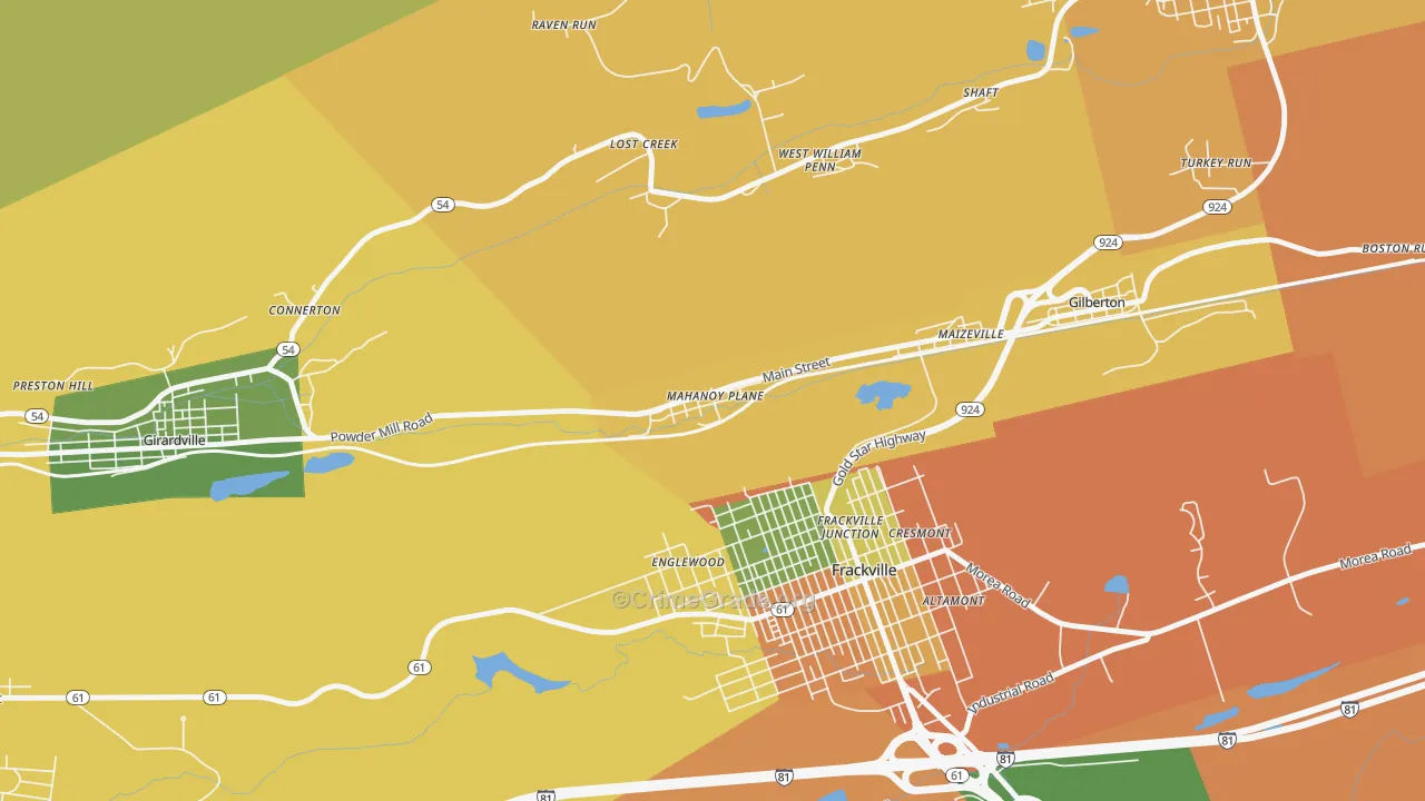 Mahanoy Plane, PA Map of Theft Rates