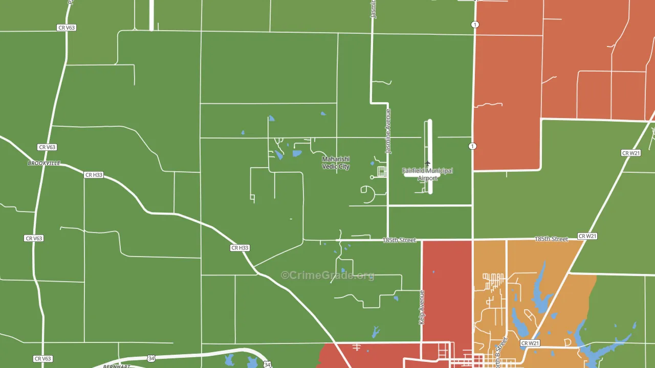 Maharishi Vedic City, IA Map of Theft Rates