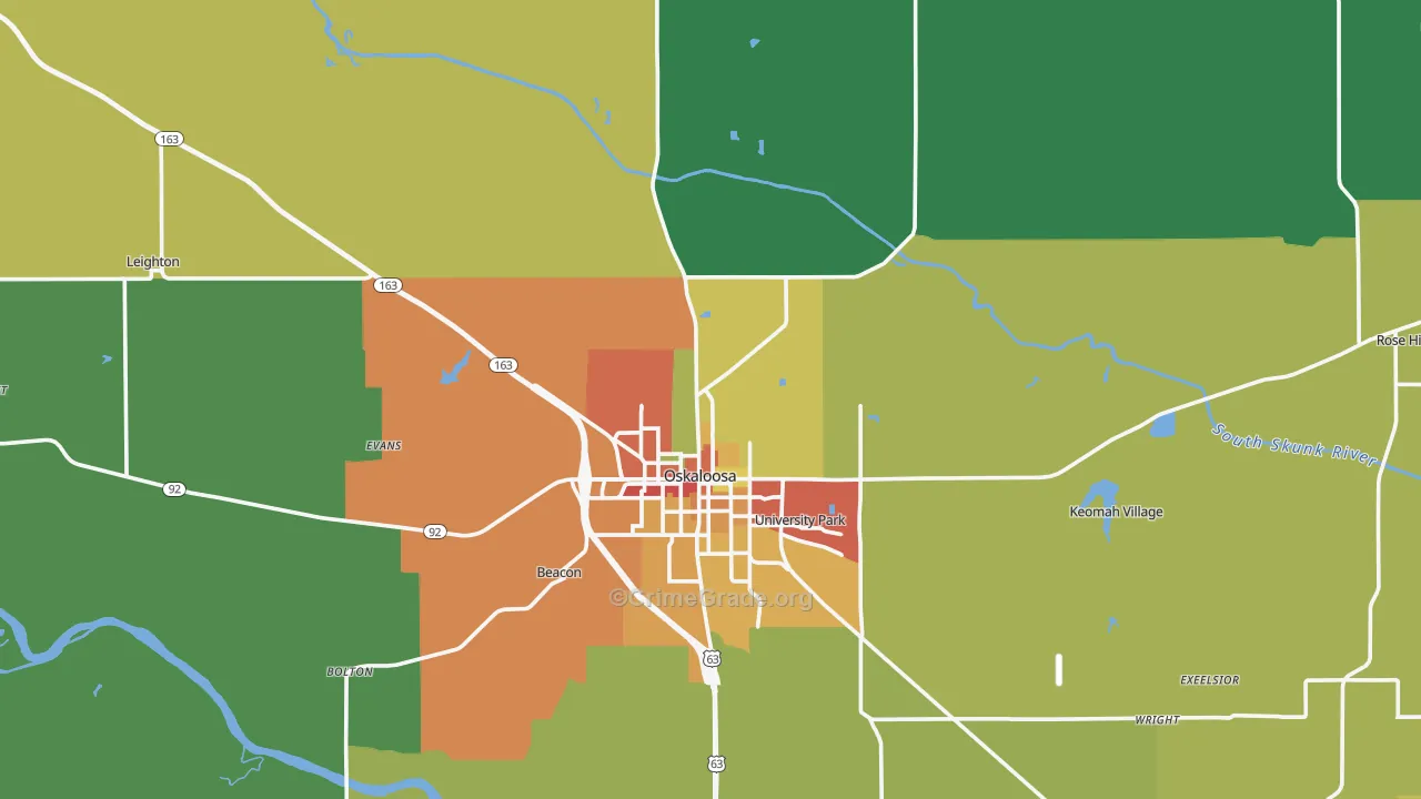 Mahaska County, IA Map of Theft Rates