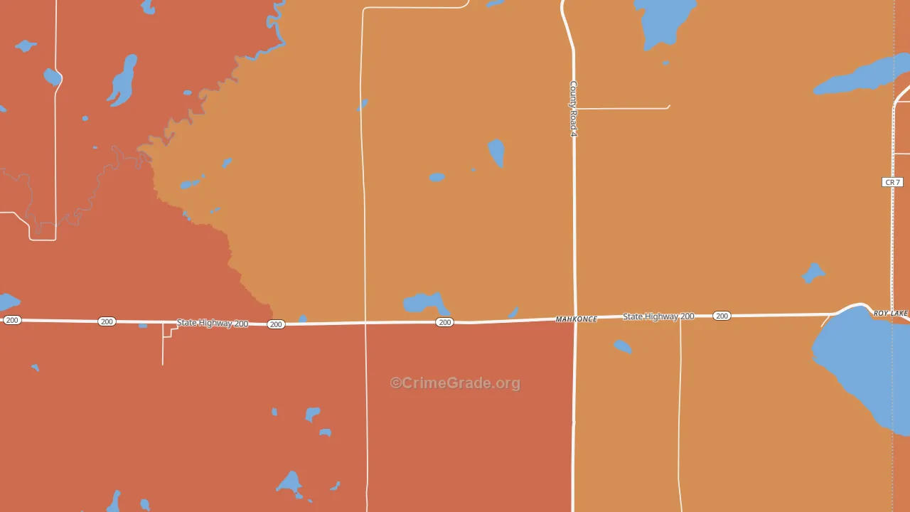 Mahkonce, MN Map of Theft Rates