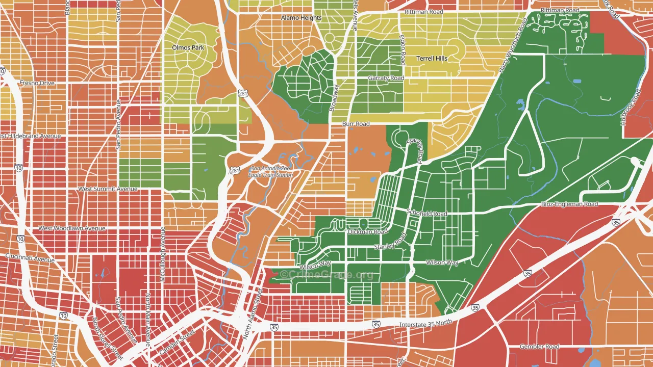 Mahncke Park, San Antonio, TX Map of Theft Rates