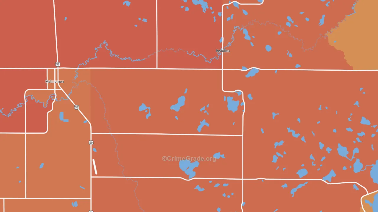 Mahnomen County, MN Map of Theft Rates