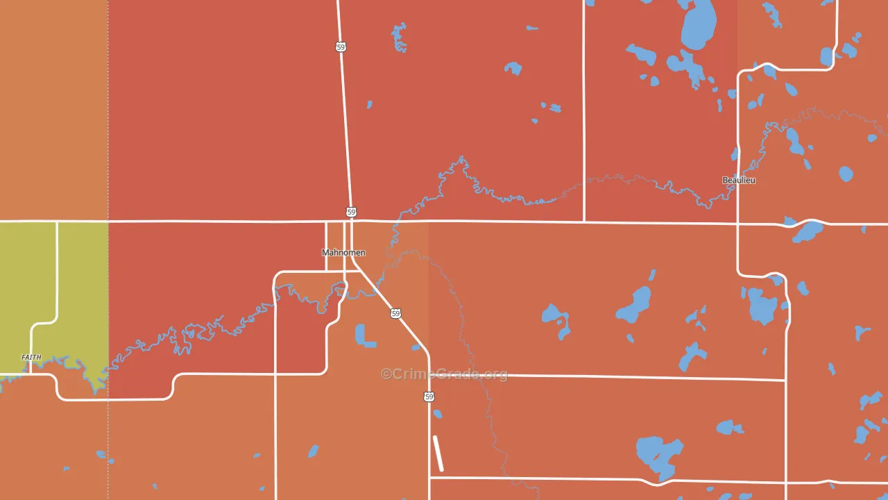 Mahnomen, MN Map of Theft Rates