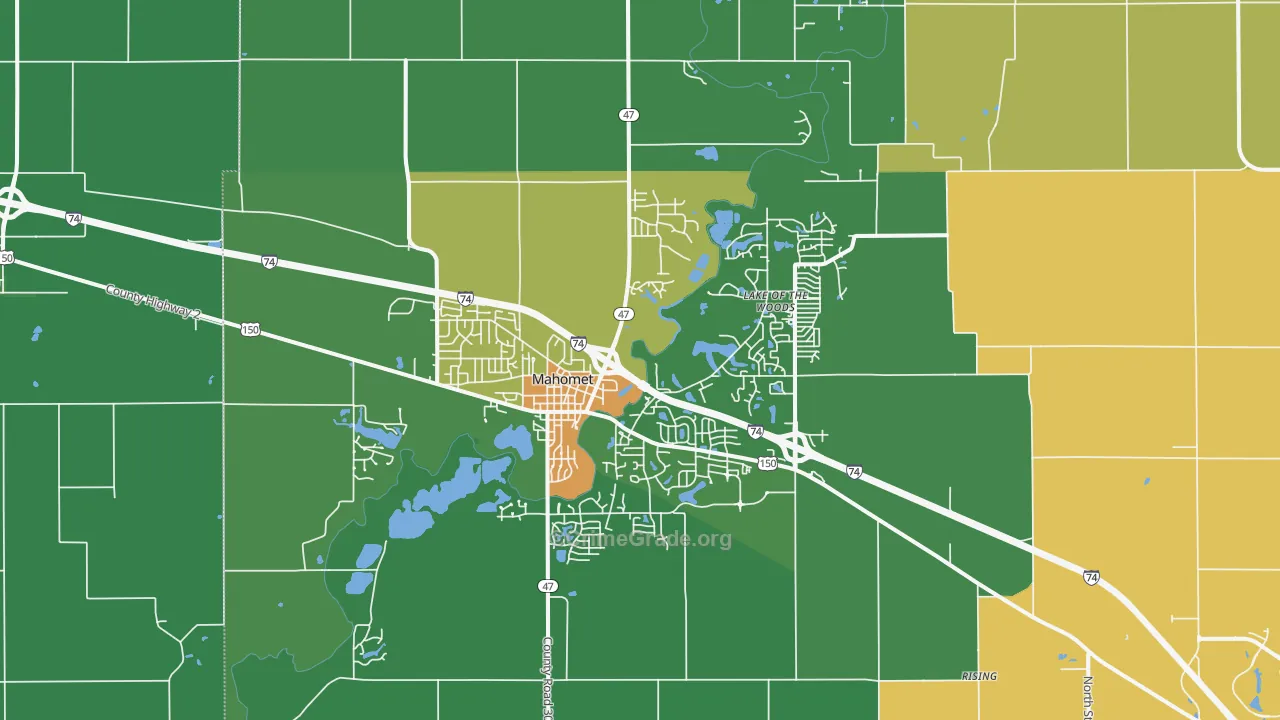 Mahomet, IL Map of Theft Rates