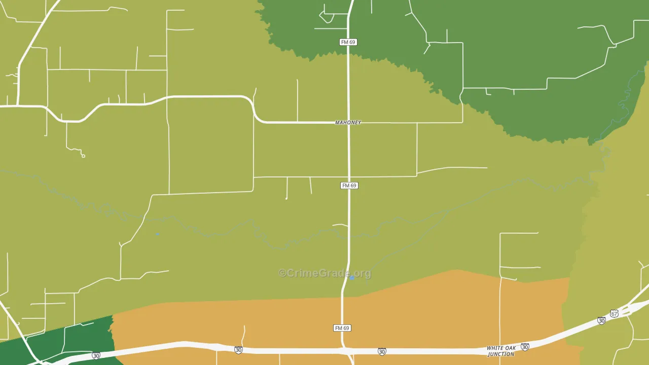 Mahoney, TX Map of Theft Rates