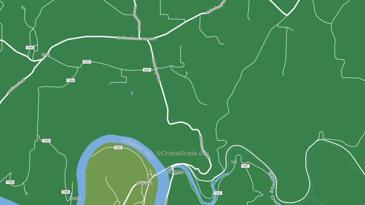 Mahoning, PA Map of Theft Rates