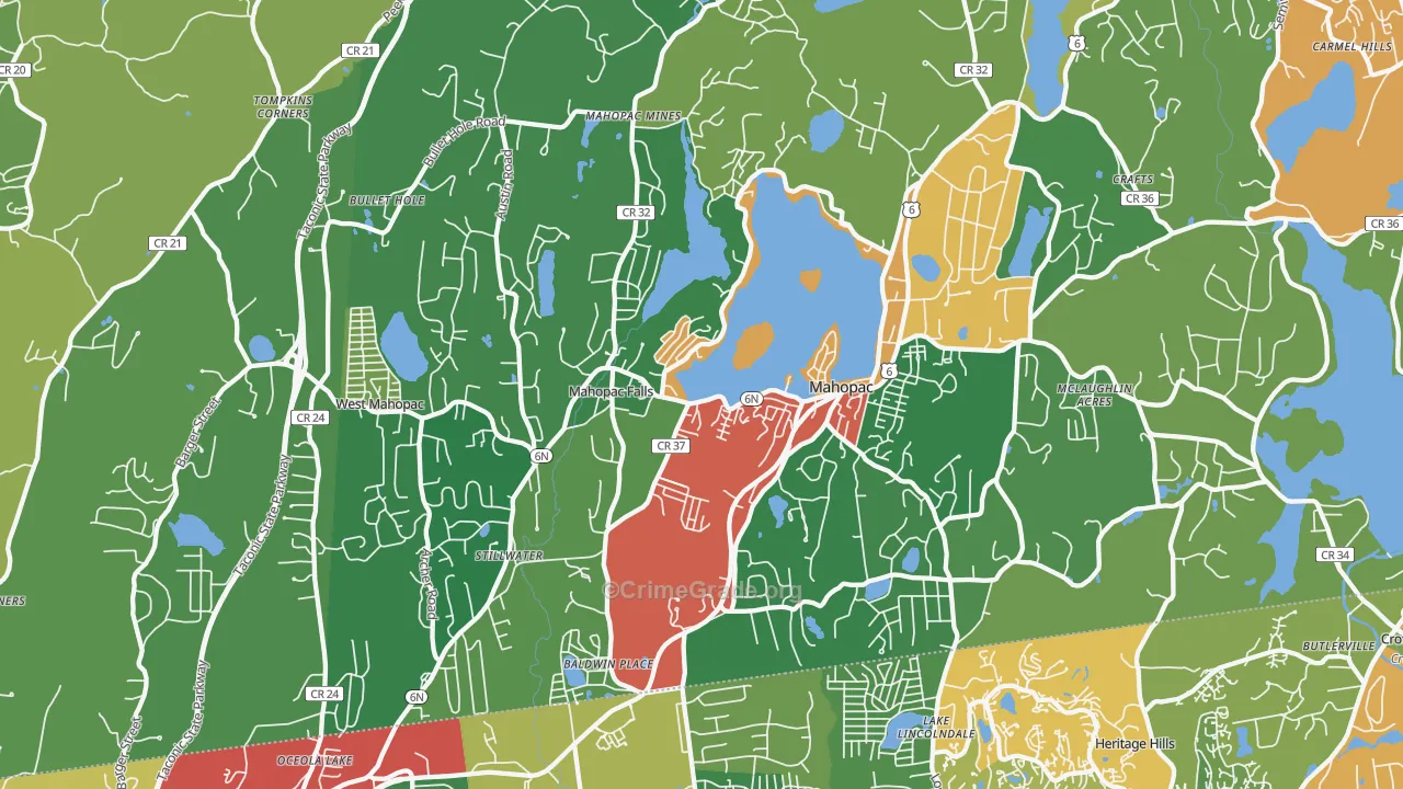 Mahopac, NY Map of Theft Rates