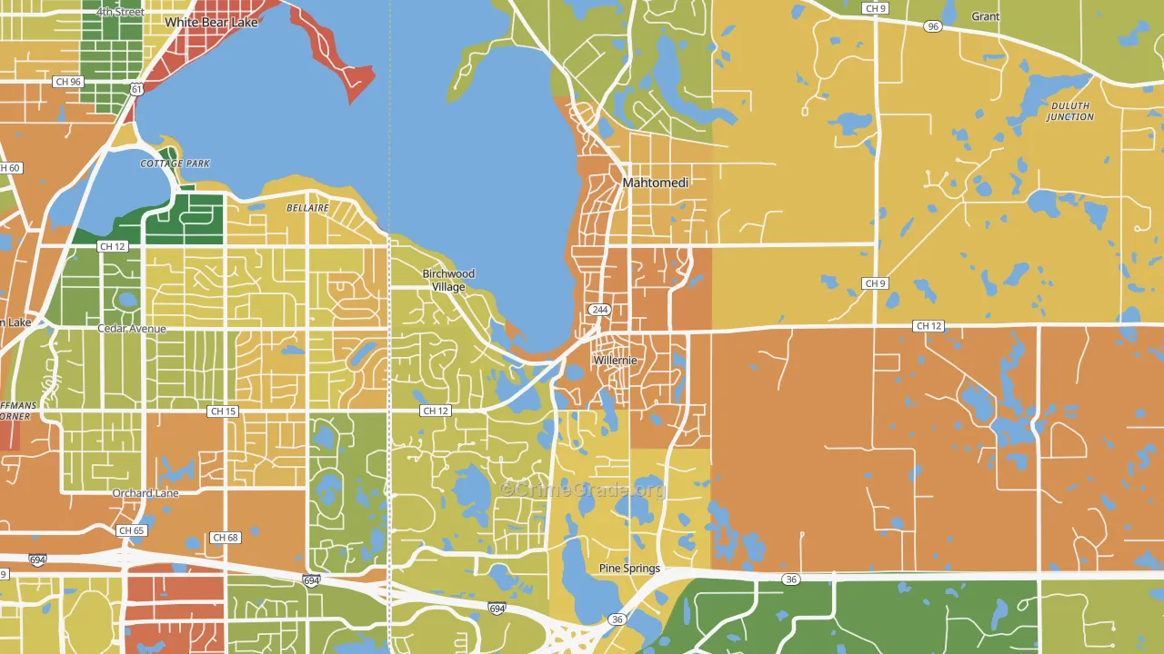 Mahtomedi, MN Map of Theft Rates