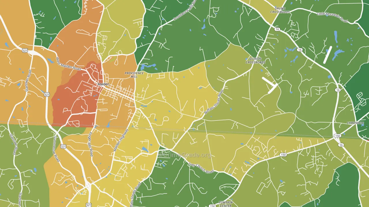 Maiden, NC Map of Theft Rates
