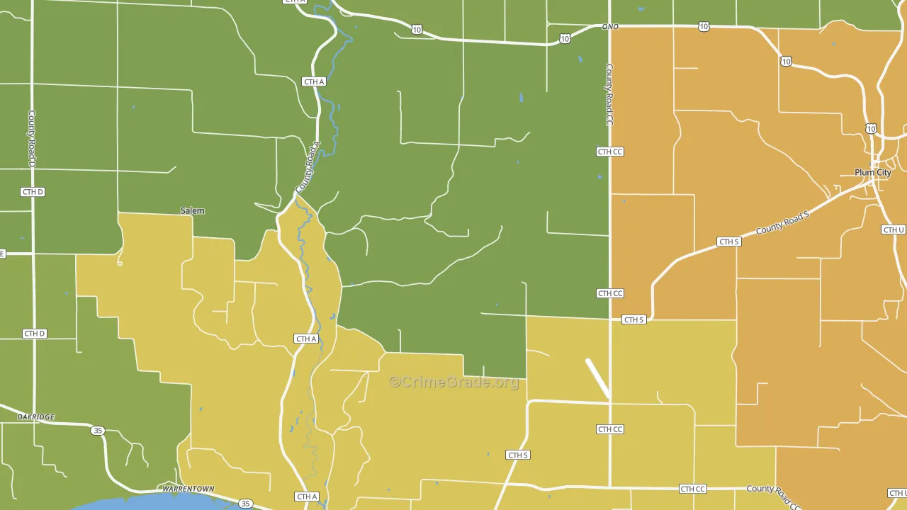 Maiden Rock, WI Map of Theft Rates