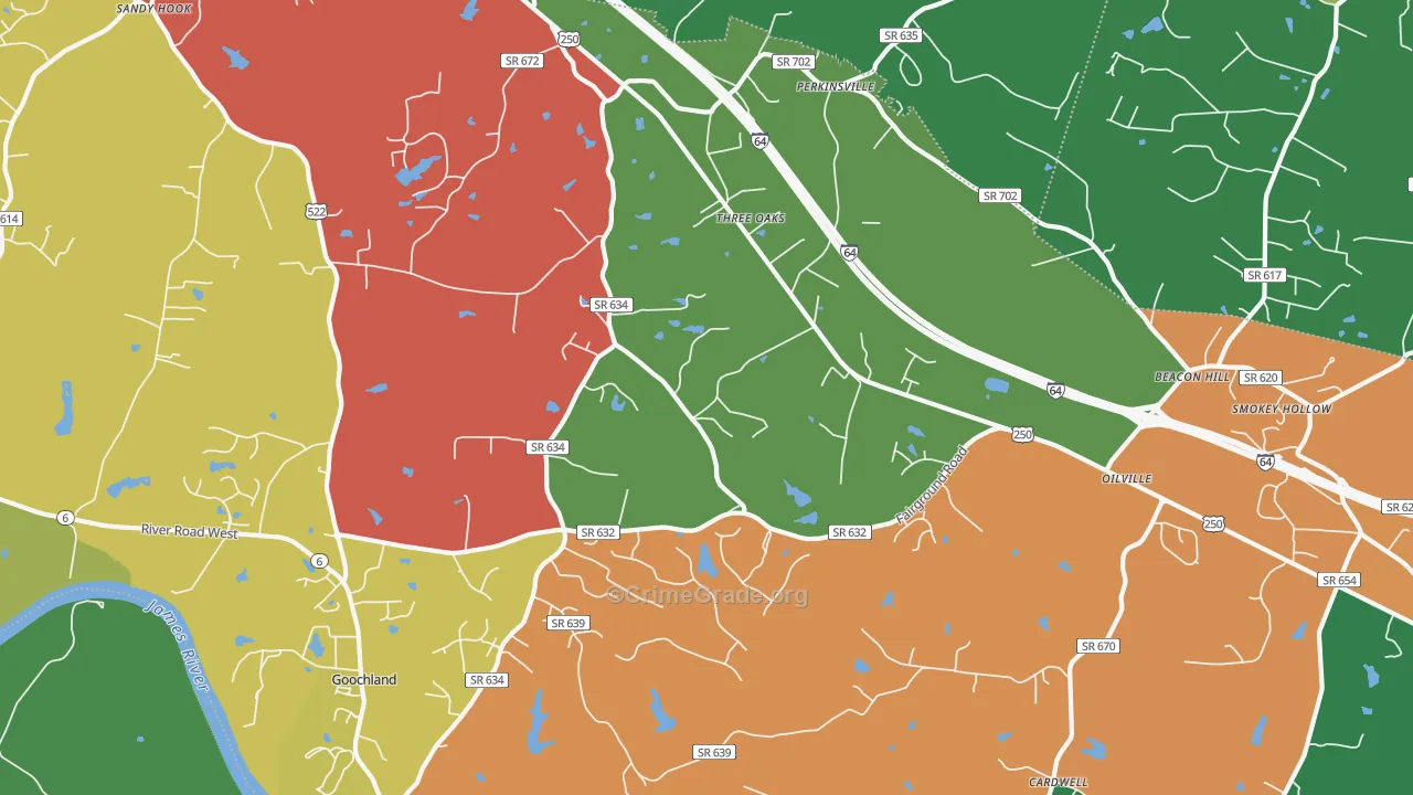 Maidens, VA Map of Theft Rates
