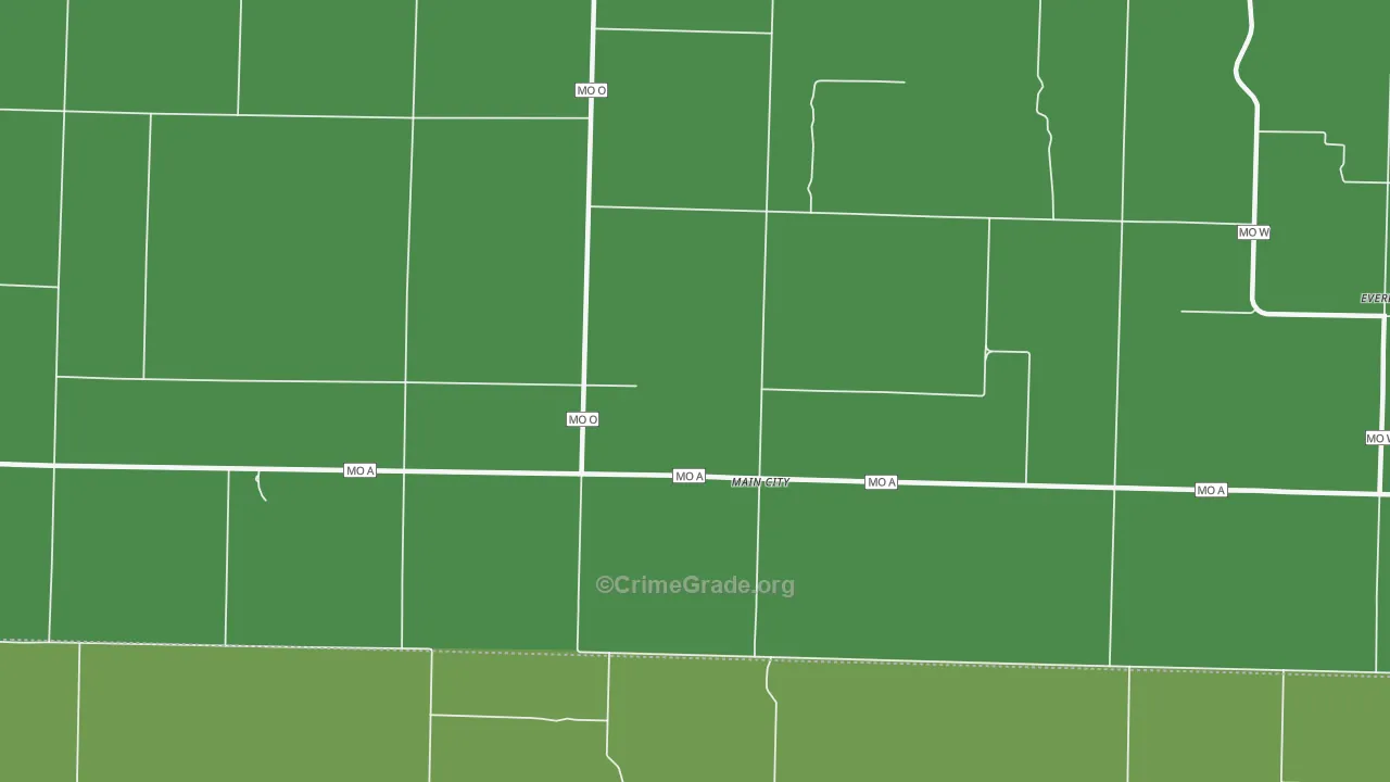 Main City, MO Map of Theft Rates