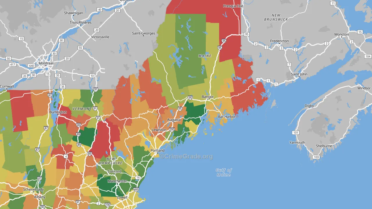 Maine Map of Theft Rates