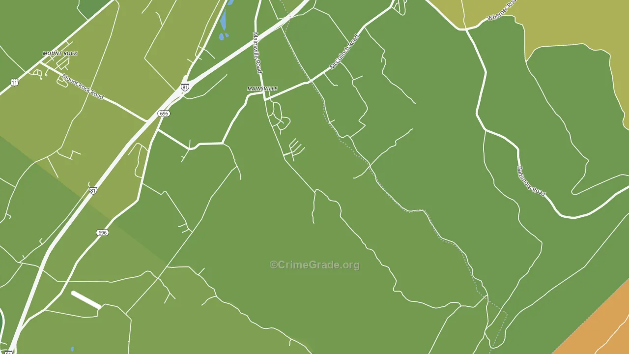 Mainsville, PA Map of Theft Rates