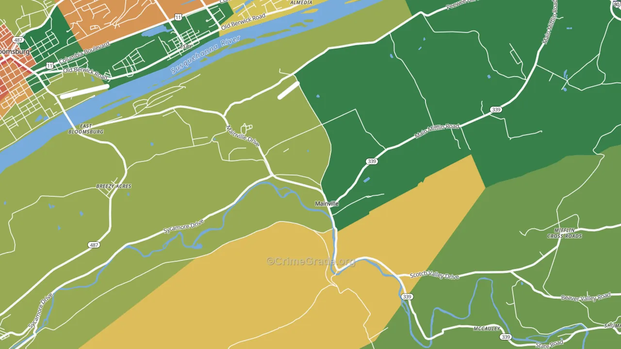 Mainville, PA Map of Theft Rates