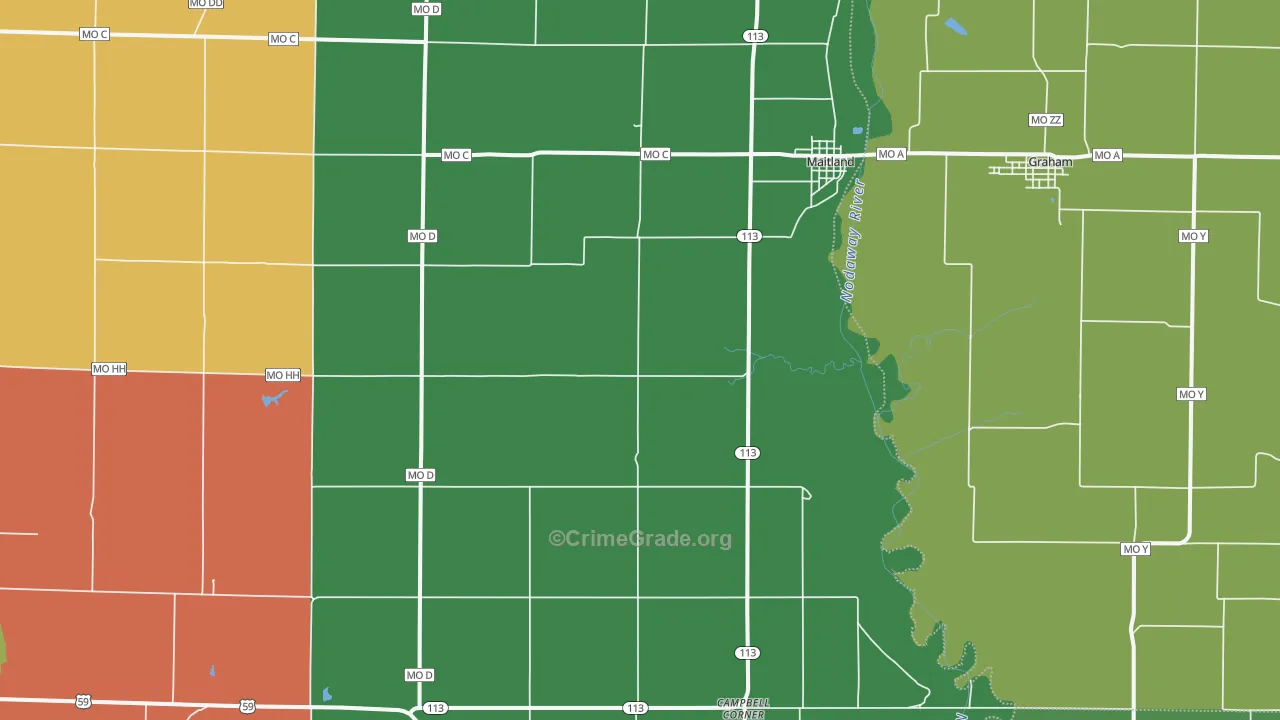 Maitland, MO Map of Theft Rates