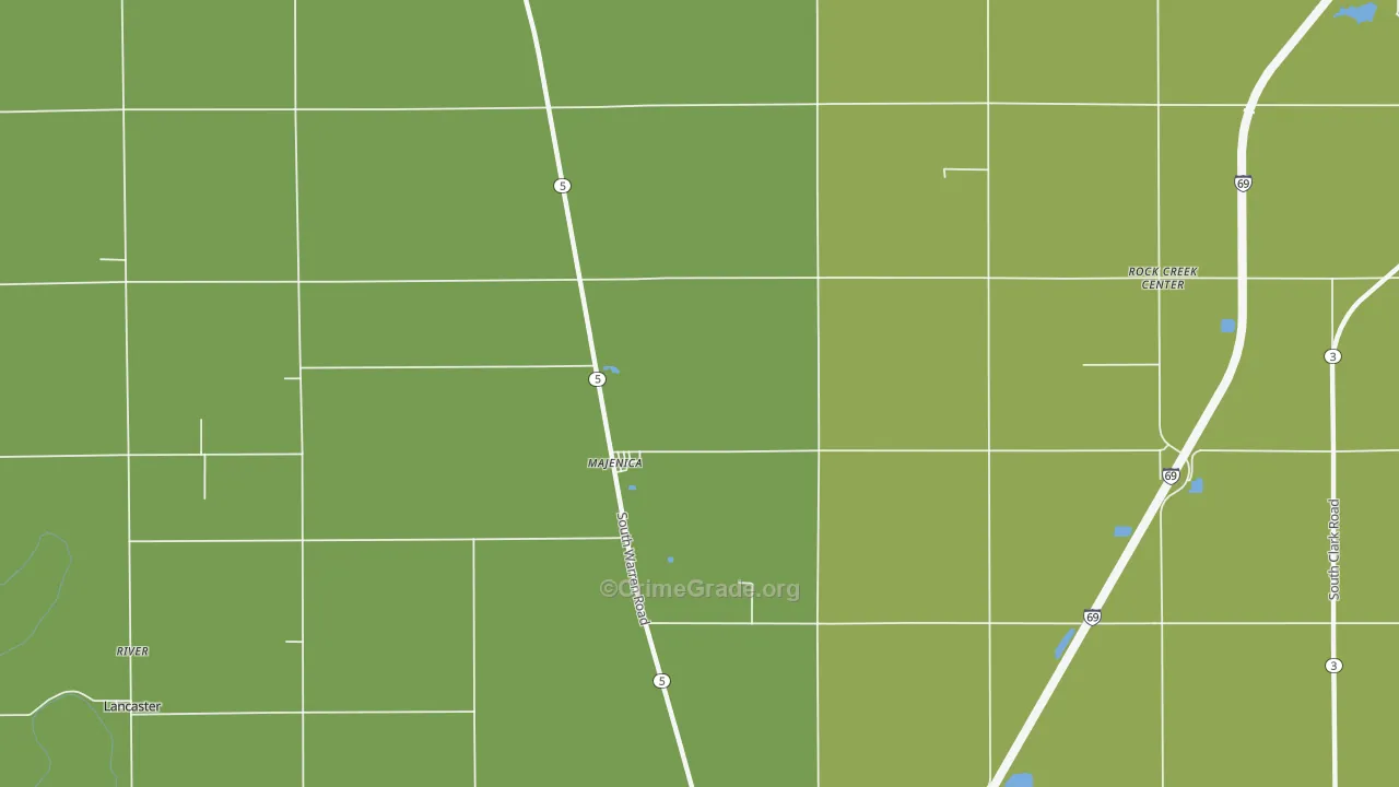 Majenica, IN Map of Theft Rates