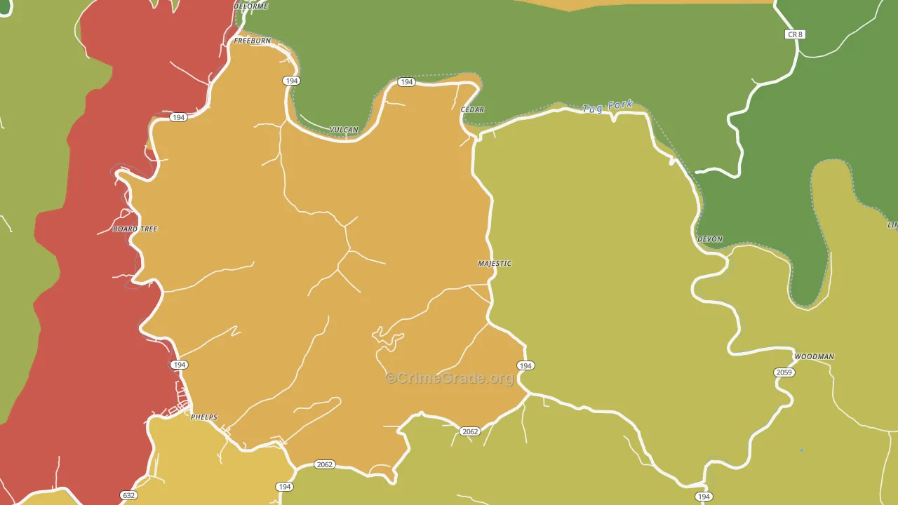 Majestic, KY Map of Theft Rates