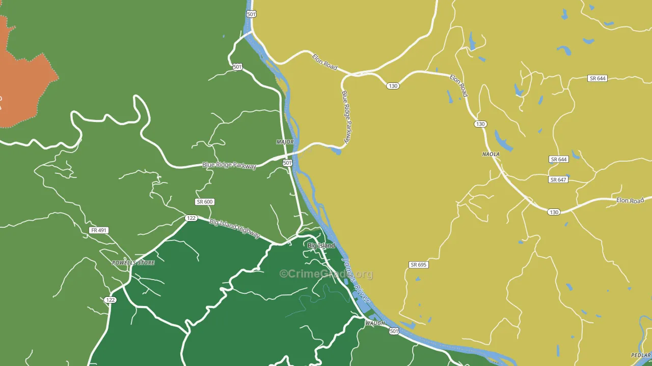 Major, VA Map of Theft Rates