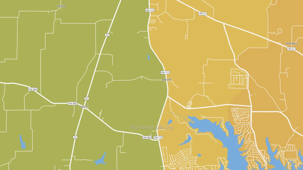 Majors, TX Map of Theft Rates