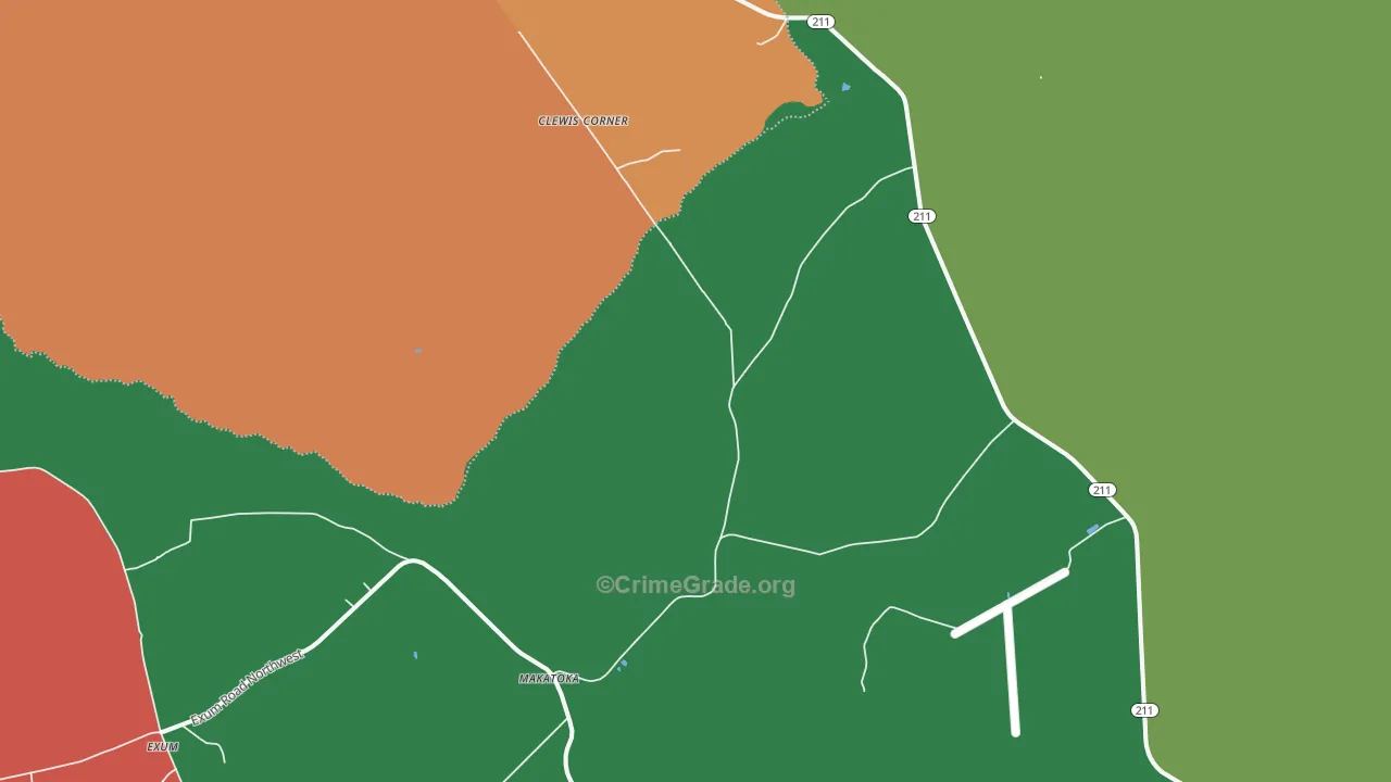 Makatoka, NC Map of Theft Rates