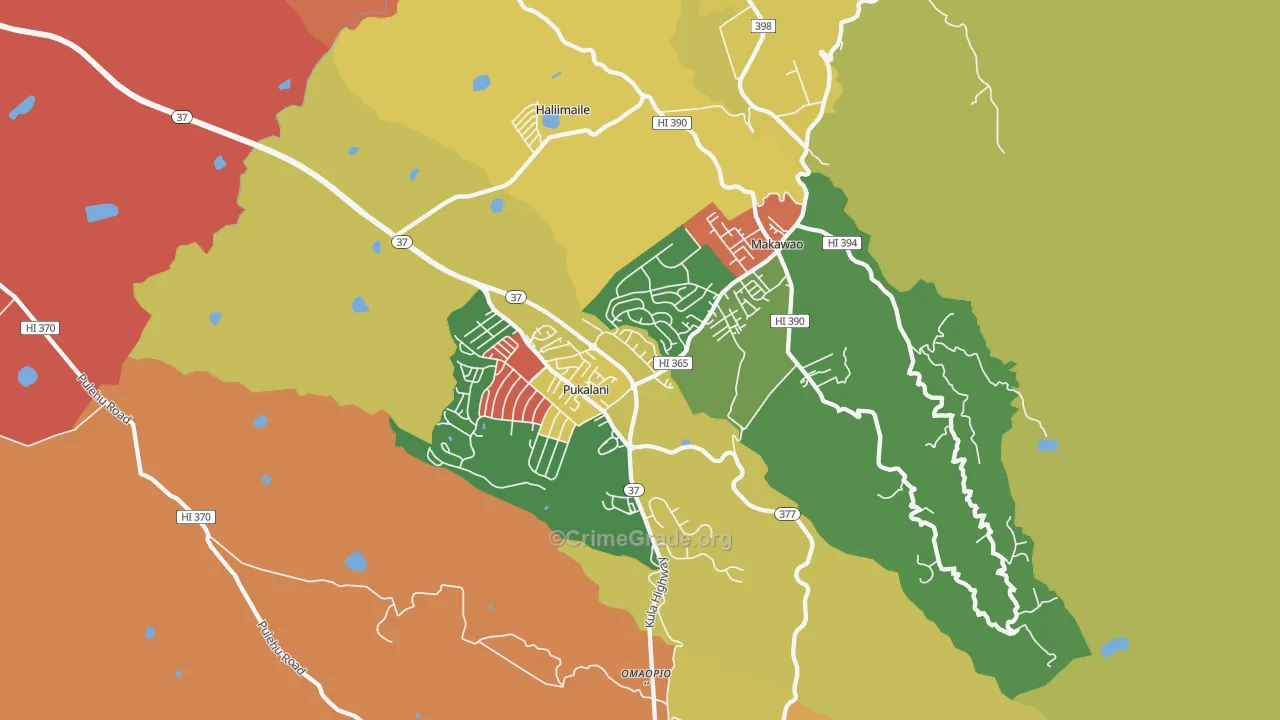 Makawao, HI Map of Theft Rates