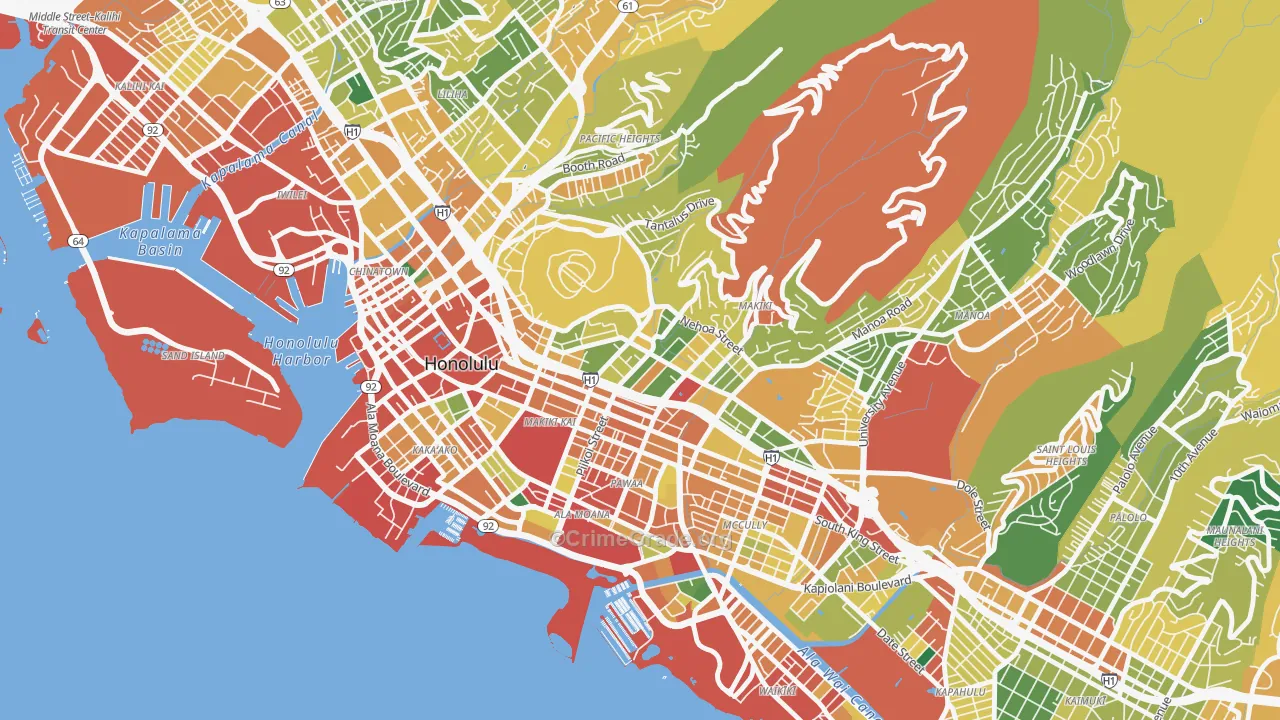 Makiki, Honolulu, HI Map of Theft Rates