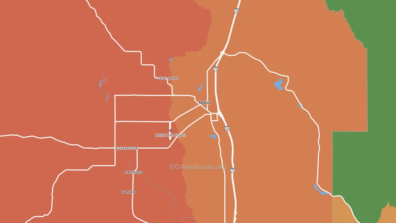 Malad City, ID Map of Theft Rates