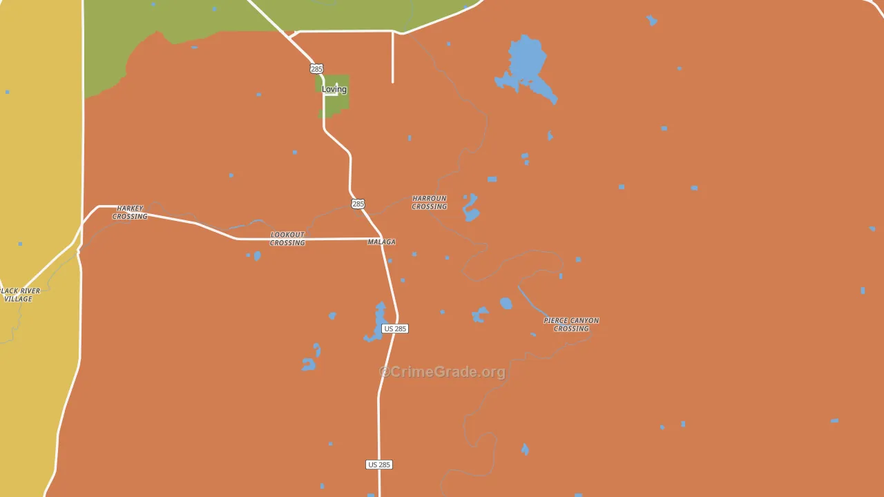 Malaga, NM Map of Theft Rates