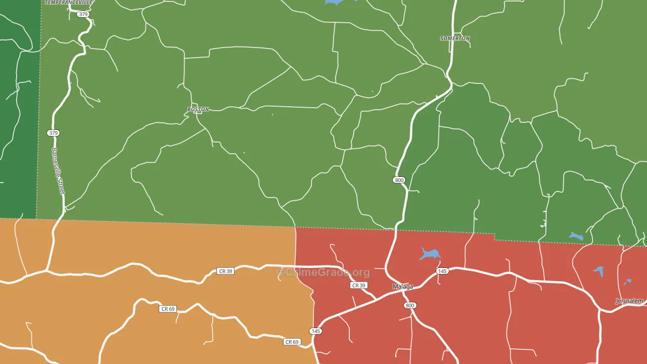 Malaga, OH Map of Theft Rates