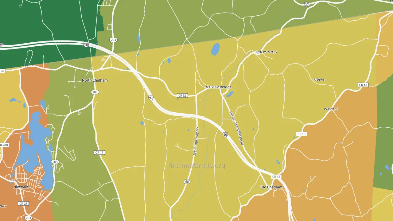 Malden Bridge, NY Map of Theft Rates