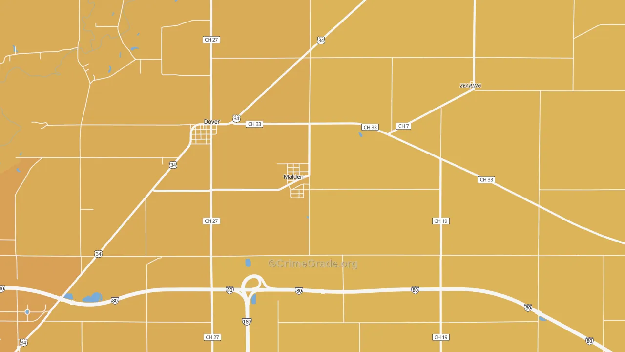 Malden, IL Map of Theft Rates