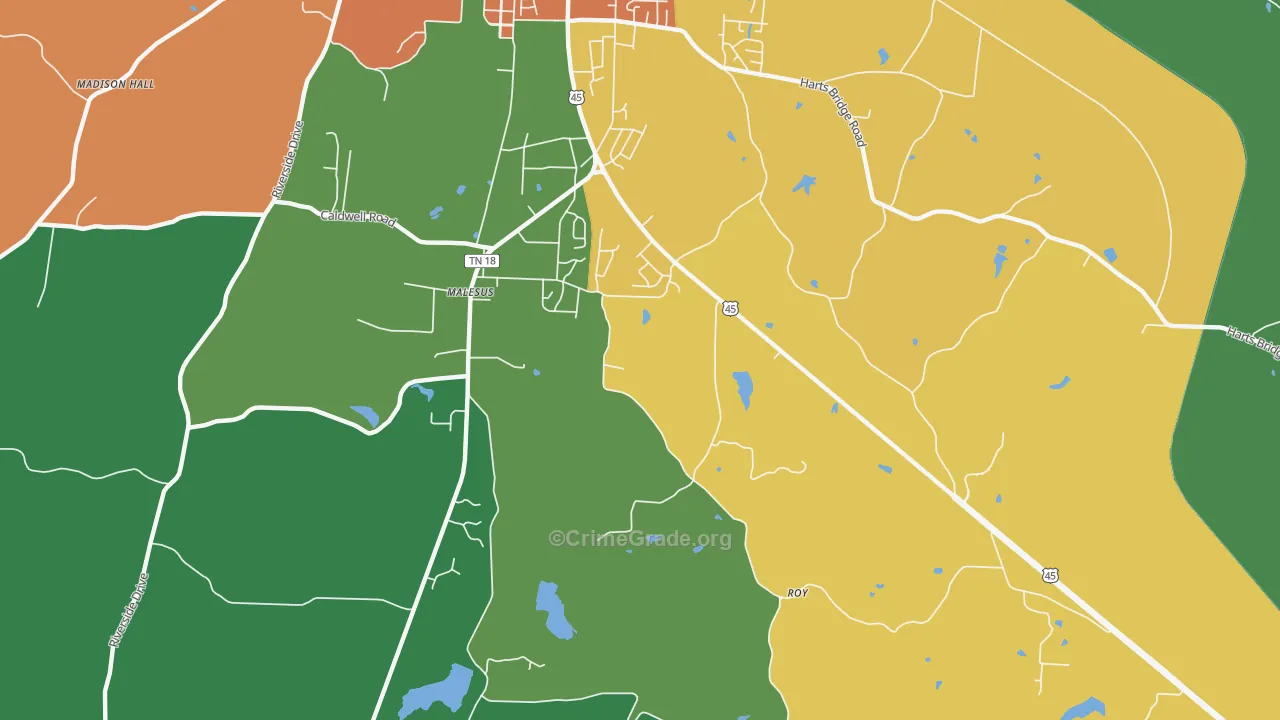 Malesus, TN Map of Theft Rates