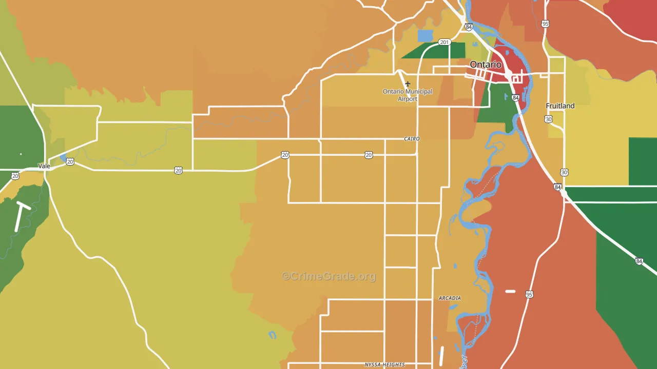 Malheur County, OR Map of Theft Rates