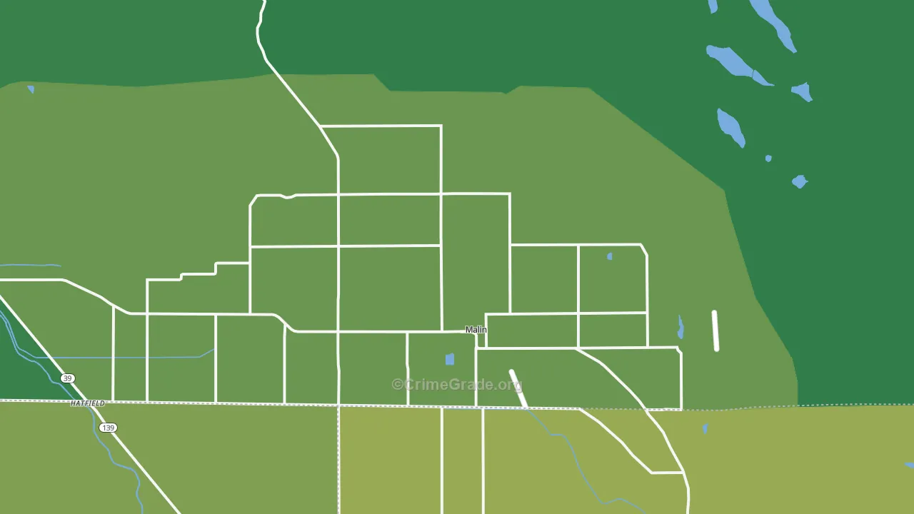 Malin, OR Map of Theft Rates