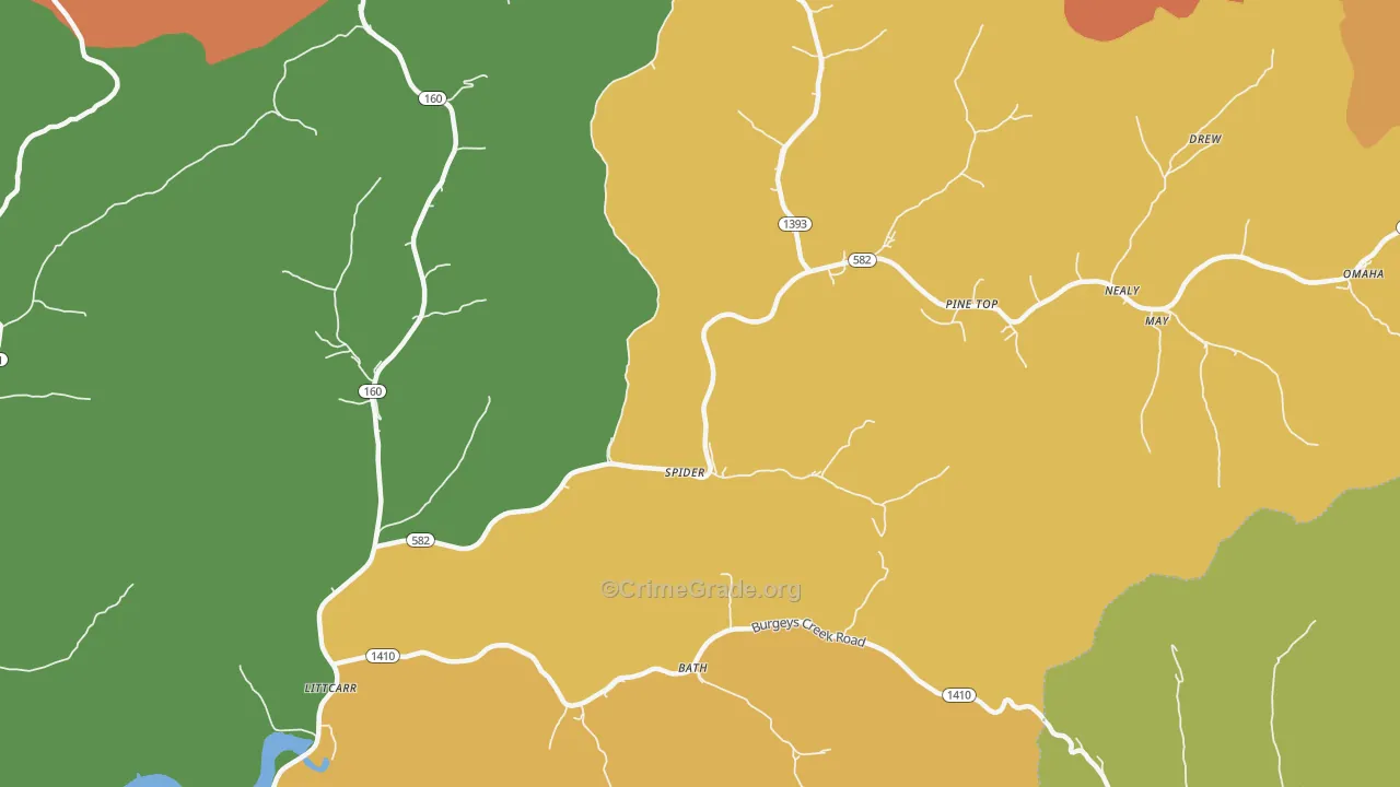 Mallie, KY Map of Theft Rates
