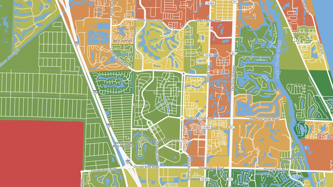 Mallory Creek at Abacoa, Jupiter, FL Map of Theft Rates