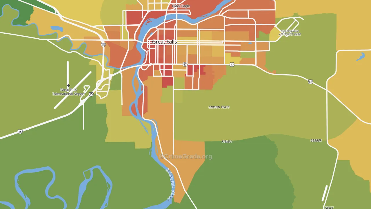 Malmstrom Air Force Base, MT Map of Theft Rates