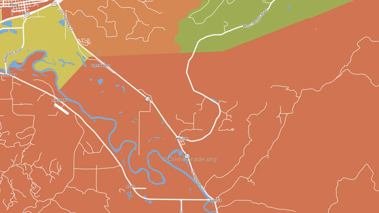 Malone, WA Map of Theft Rates