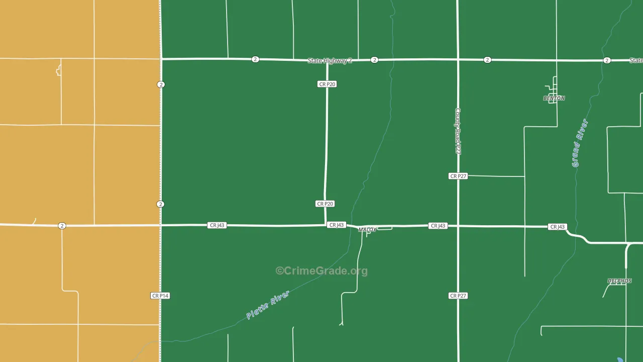 Maloy, IA Map of Theft Rates