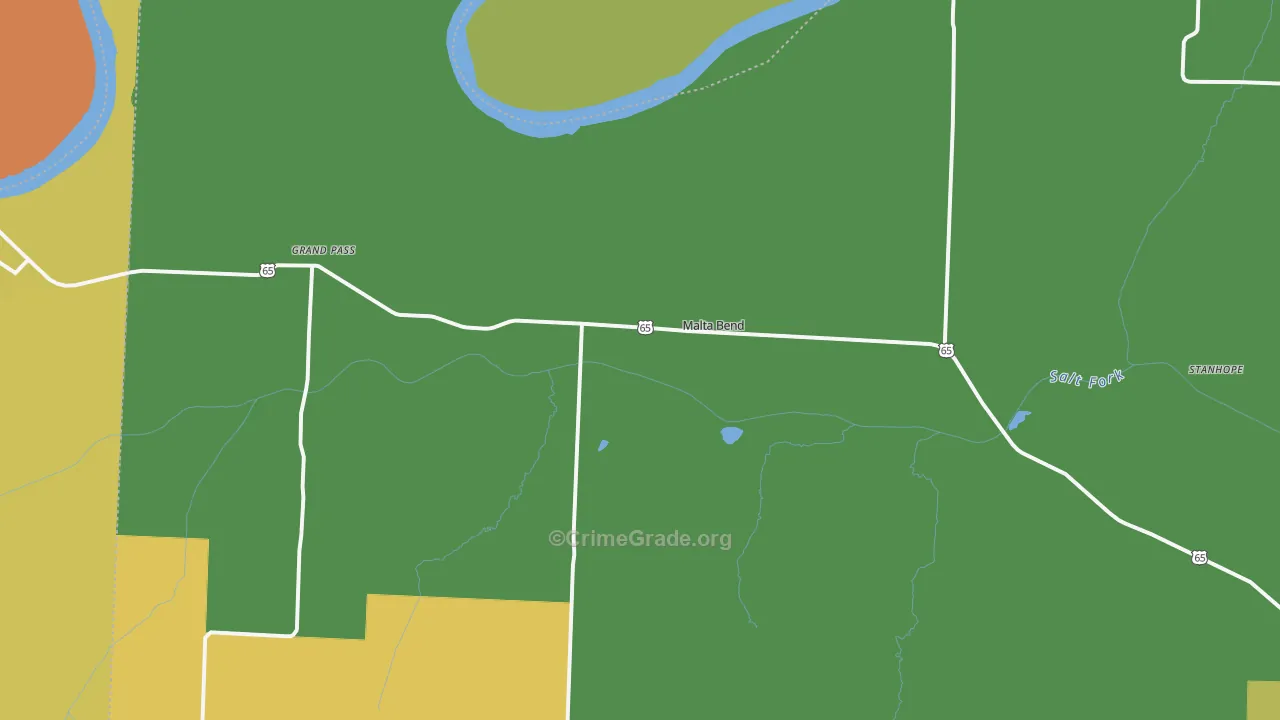 Malta Bend, MO Map of Theft Rates