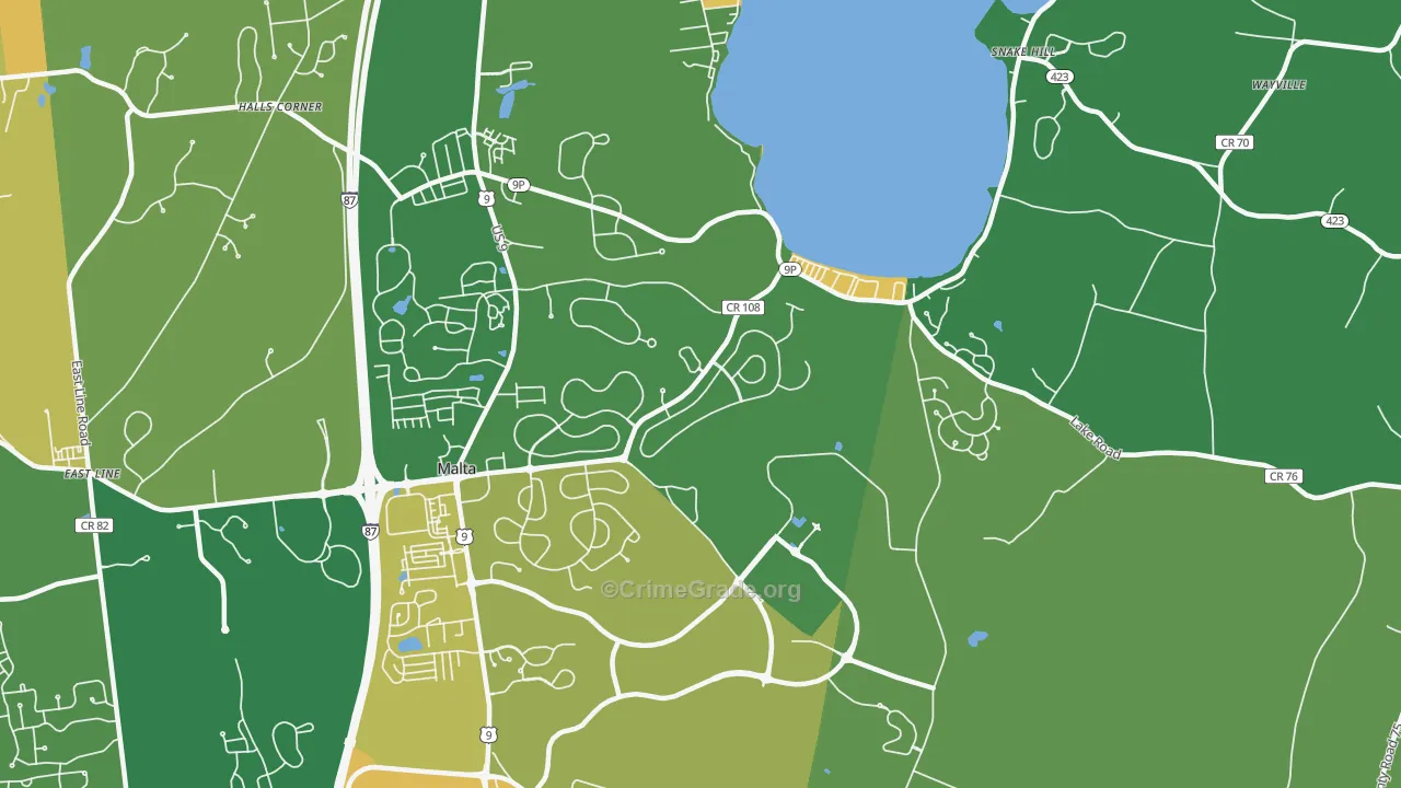 Malta, NY Map of Theft Rates