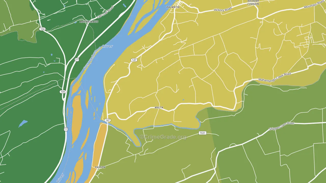 Malta, PA Map of Theft Rates