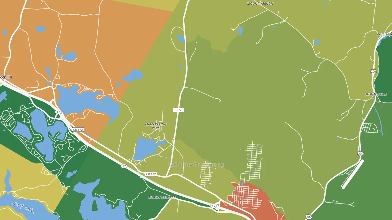 Mamakating Park, NY Map of Theft Rates