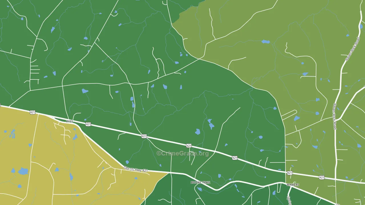 Mamers, NC Map of Theft Rates