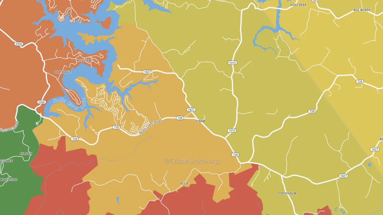Mammoth Cave, KY Map of Theft Rates