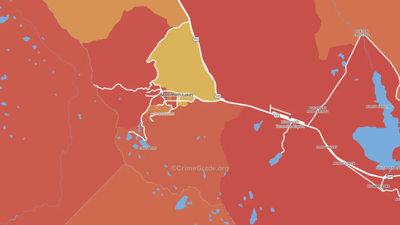 Mammoth Lakes, CA Map of Theft Rates