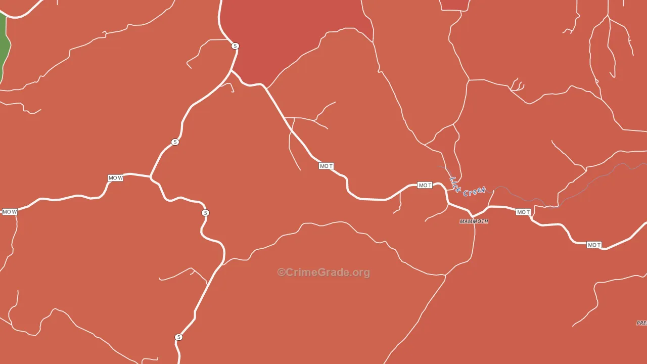 Mammoth, MO Map of Theft Rates