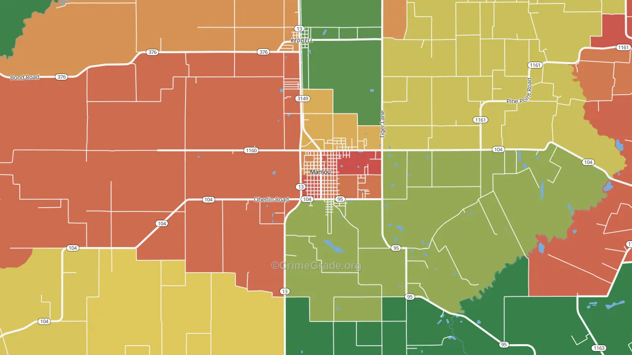 Mamou, LA Map of Theft Rates